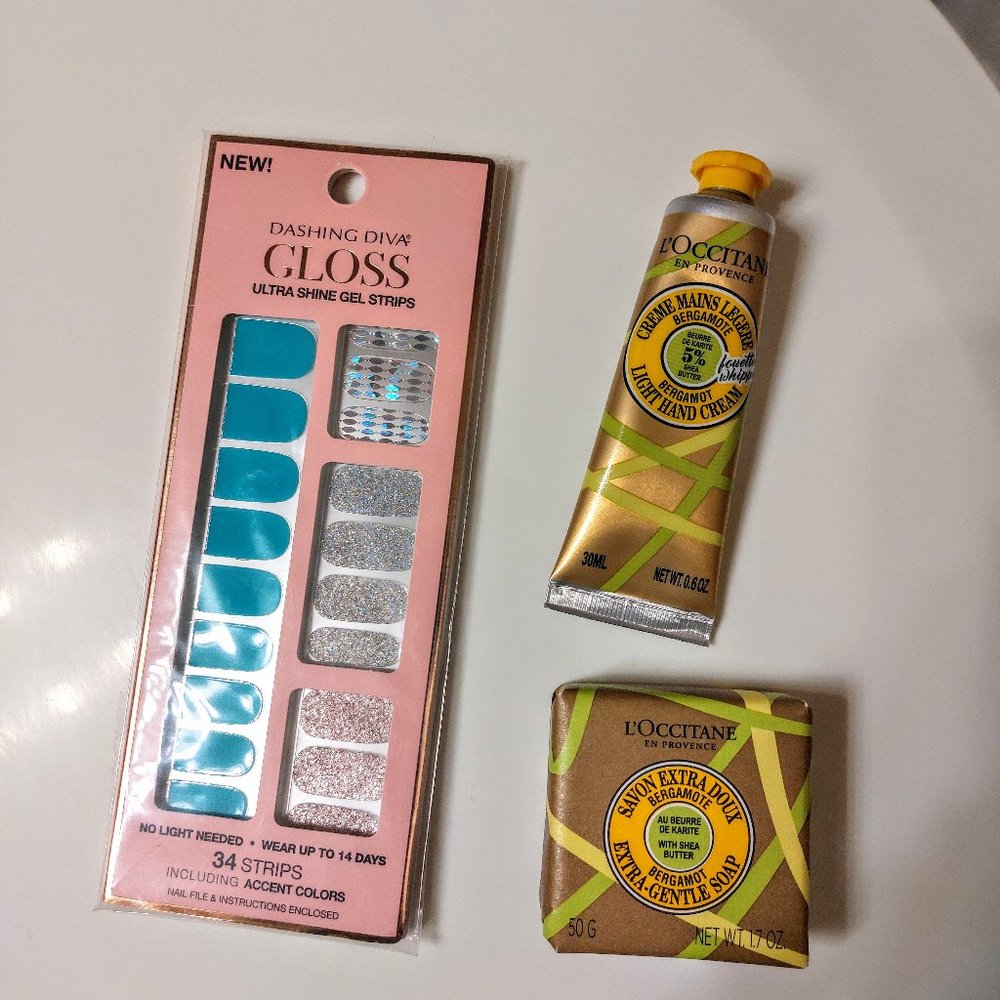 Hand care bundle - l'occitane hand cream and gentle soap and gloss gel strips wi